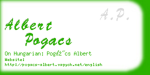 albert pogacs business card